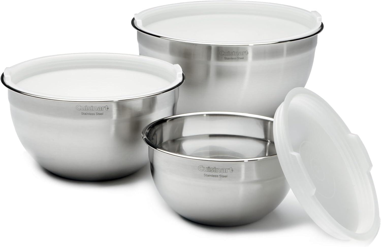 Cuisinart 3-Piece Stainless Steel Mixing Bowl Set with Lids