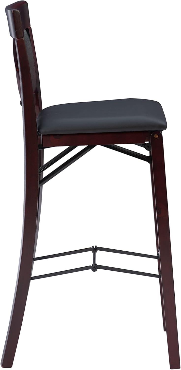 Triena X Back Faux Leather Folding Barstool Espresso - Linon: Padded Seat, Wood Legs, No Assembly Required