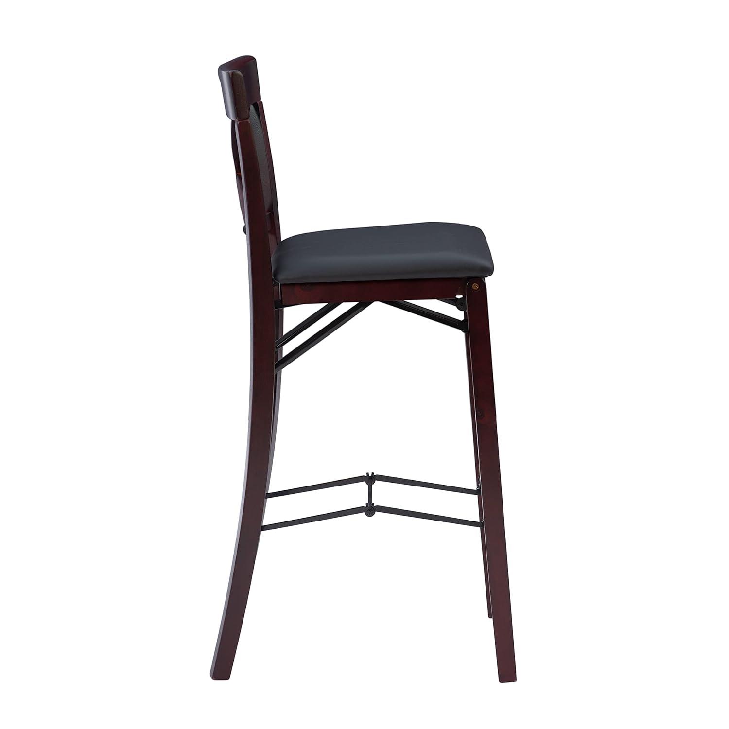 Triena X Back Faux Leather Folding Barstool Espresso - Linon: Padded Seat, Wood Legs, No Assembly Required