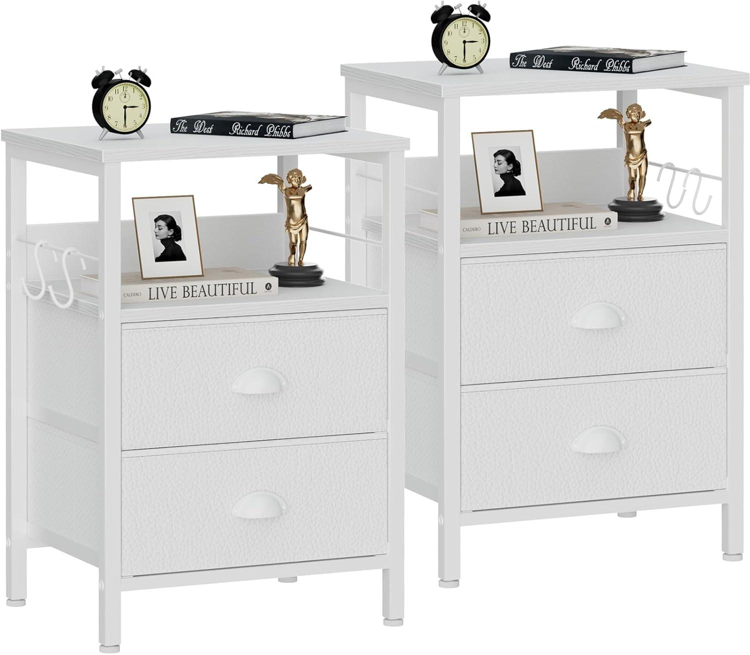 Furologee Nightstands Set of 2, White