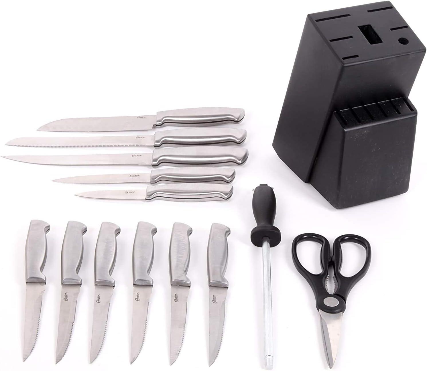 Oster 14-Piece Stainless Steel Knife Set with Black Block