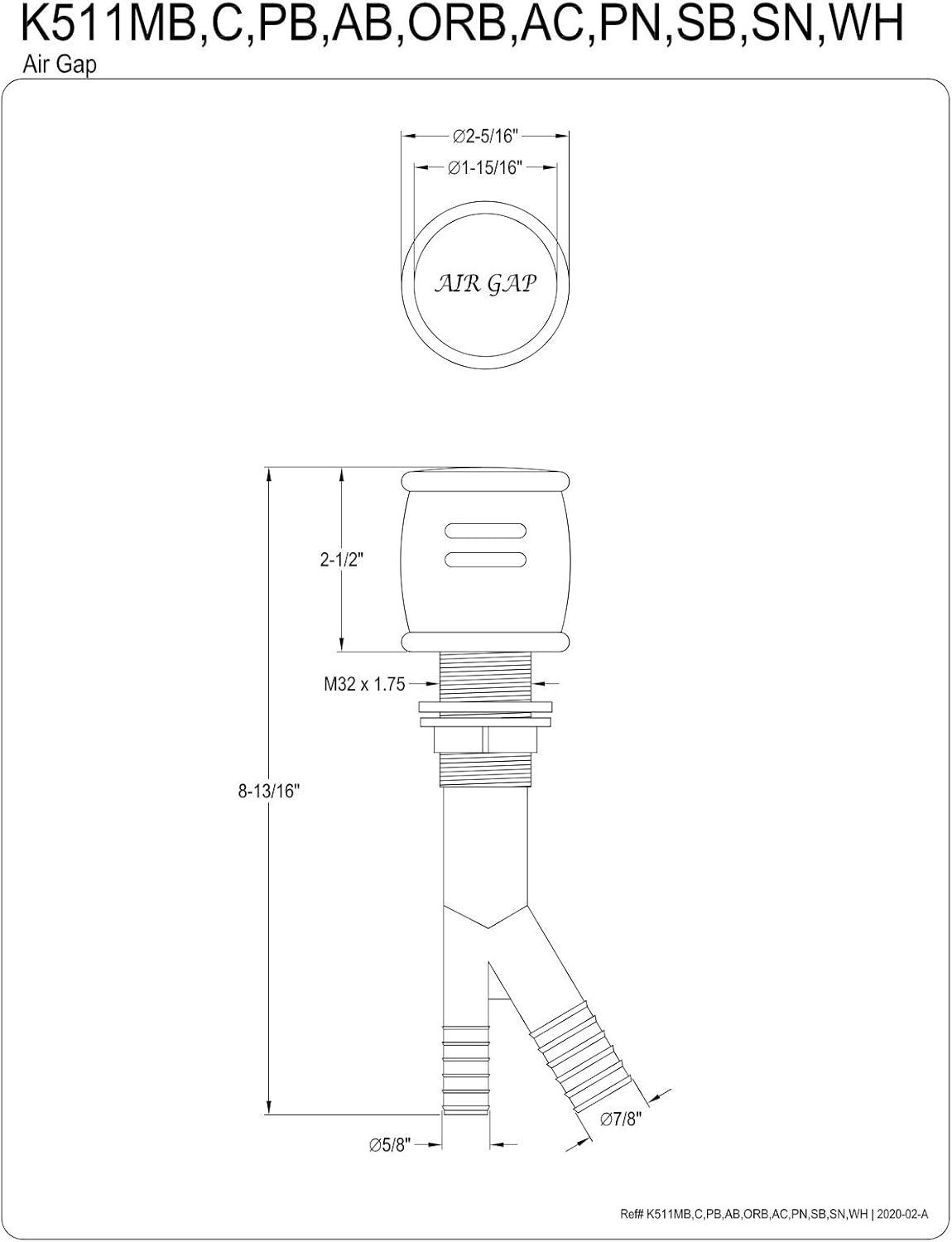 Kingston Brass Heritage Dishwasher Air Gap