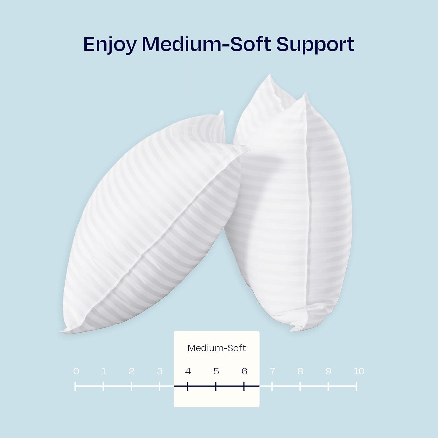 California Design Den Comfort Bed Pillows Standard Size set of 2, Cooling Luxury Hotel Pillows, for Back, Stomach, Side Sleepers 20 x 26 Inches