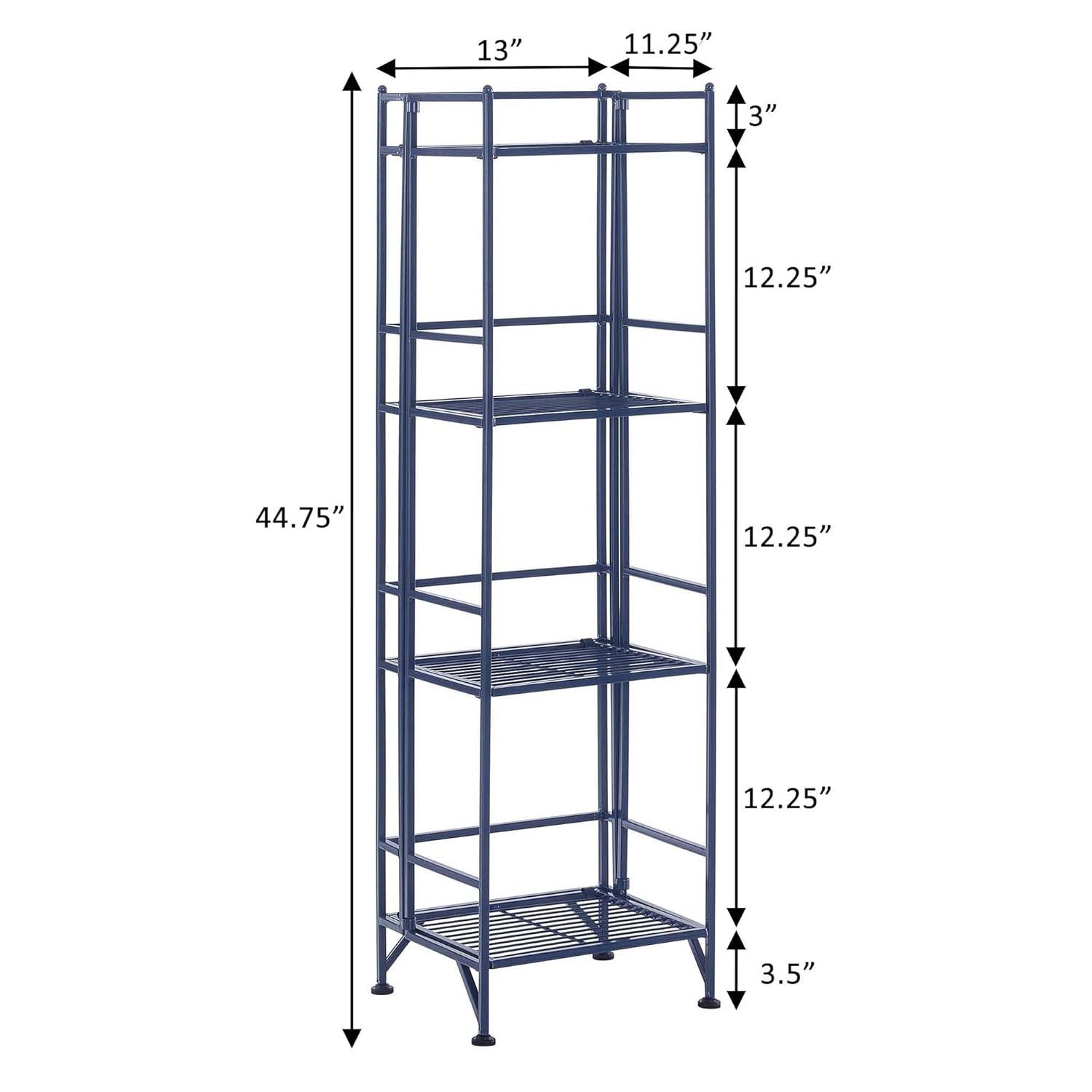 Convenience Concepts XTRA-Storage 4 Tier Folding Shelf in Black Metal Finish