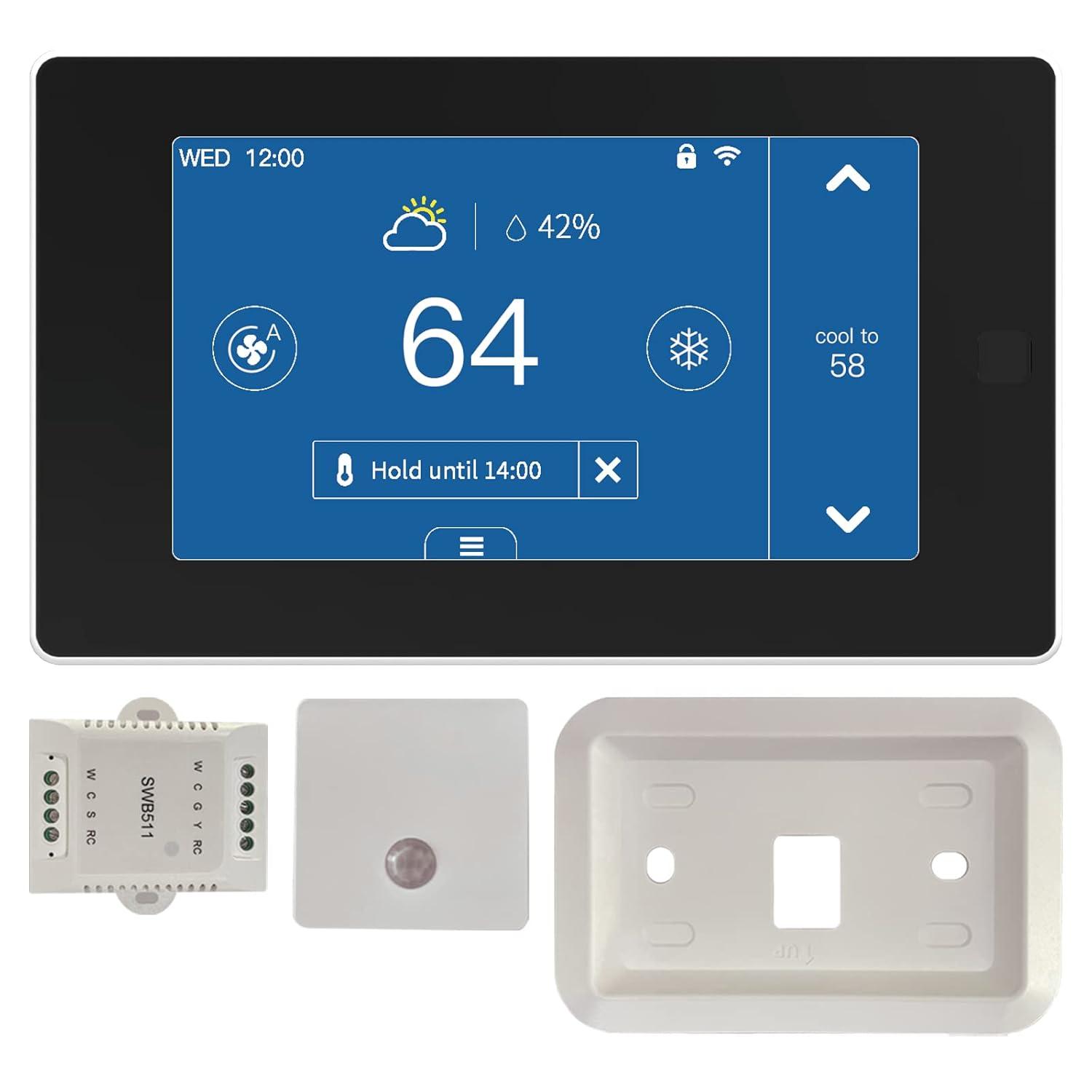 MOES Smart Programmable Thermostat for Home with Zone Remote Sensor and C-Wire Adapter, Tuya/Smart Life Remote Control Work with Alexa and Google Assistant, 7 Day Programmable, C-Wire Optional, 24VAC