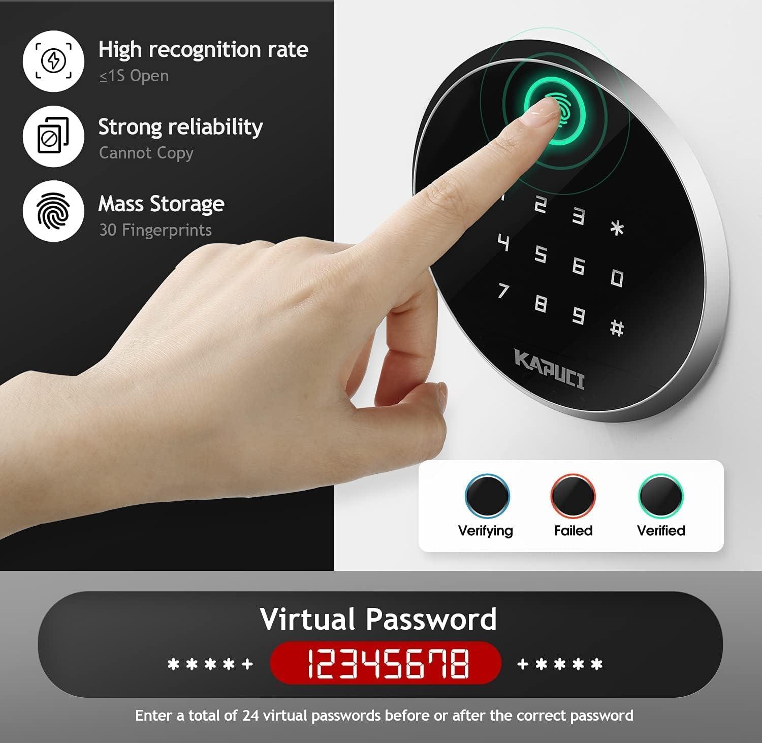 White Steel Biometric Fingerprint Touch Screen Safe