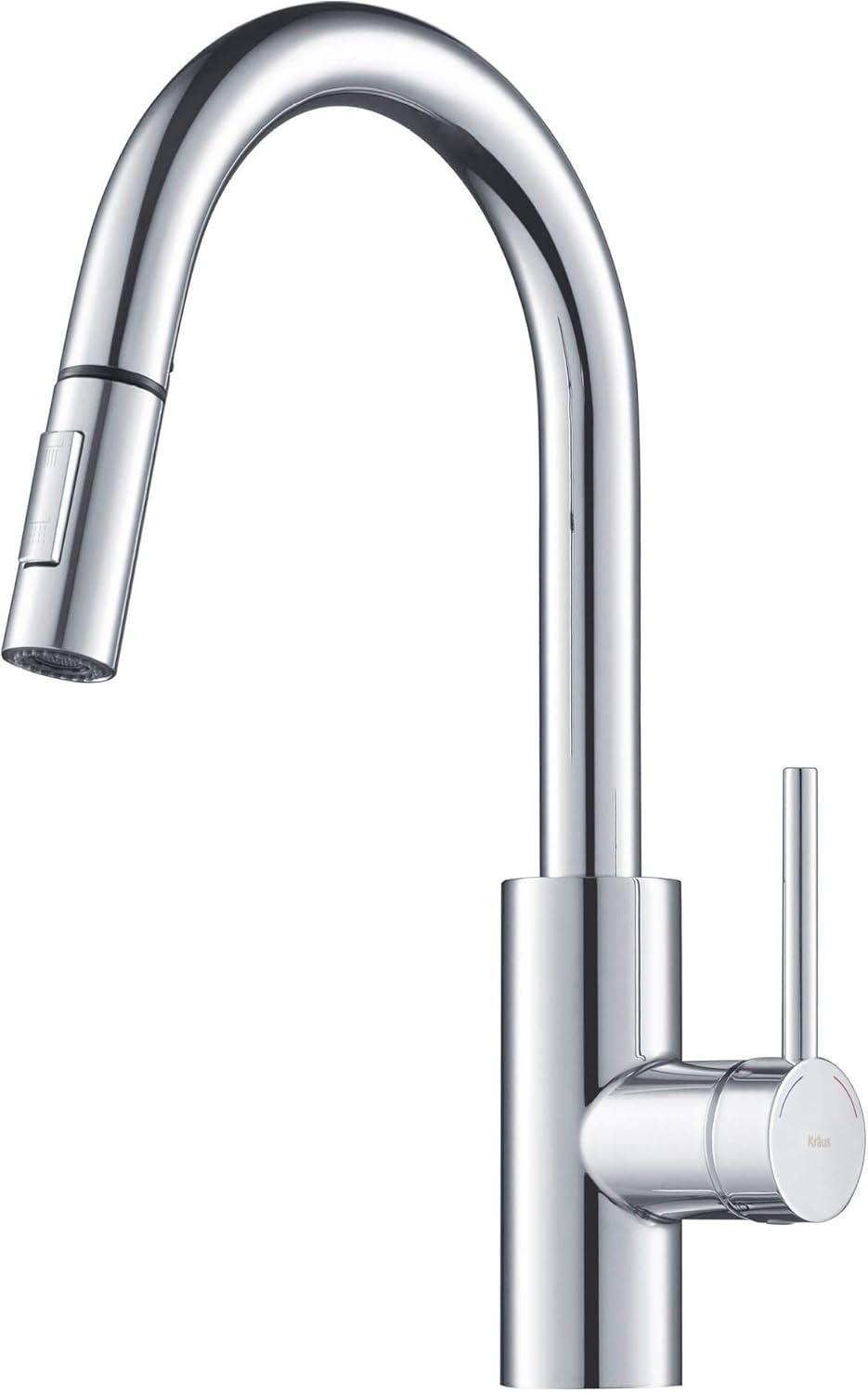 KRAUS Oletto Single Handle Pull Down Kitchen Faucet with QuickDock Top Mount Installation Assembly