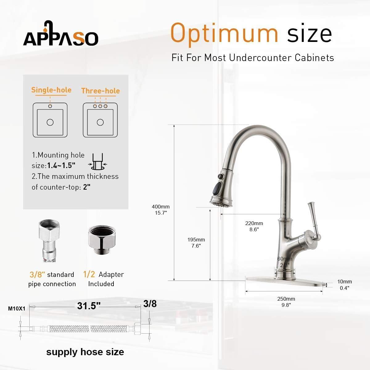 Pull Down Single Handle Kitchen Faucet with Sprayer and Deck Plate