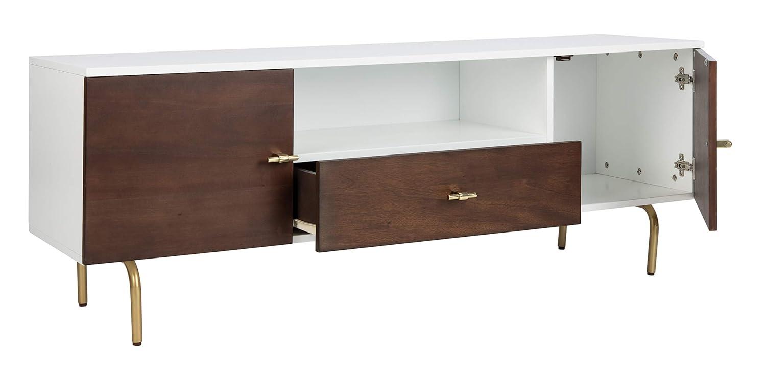 Genevieve Media Stand - Walnut/White - Safavieh.