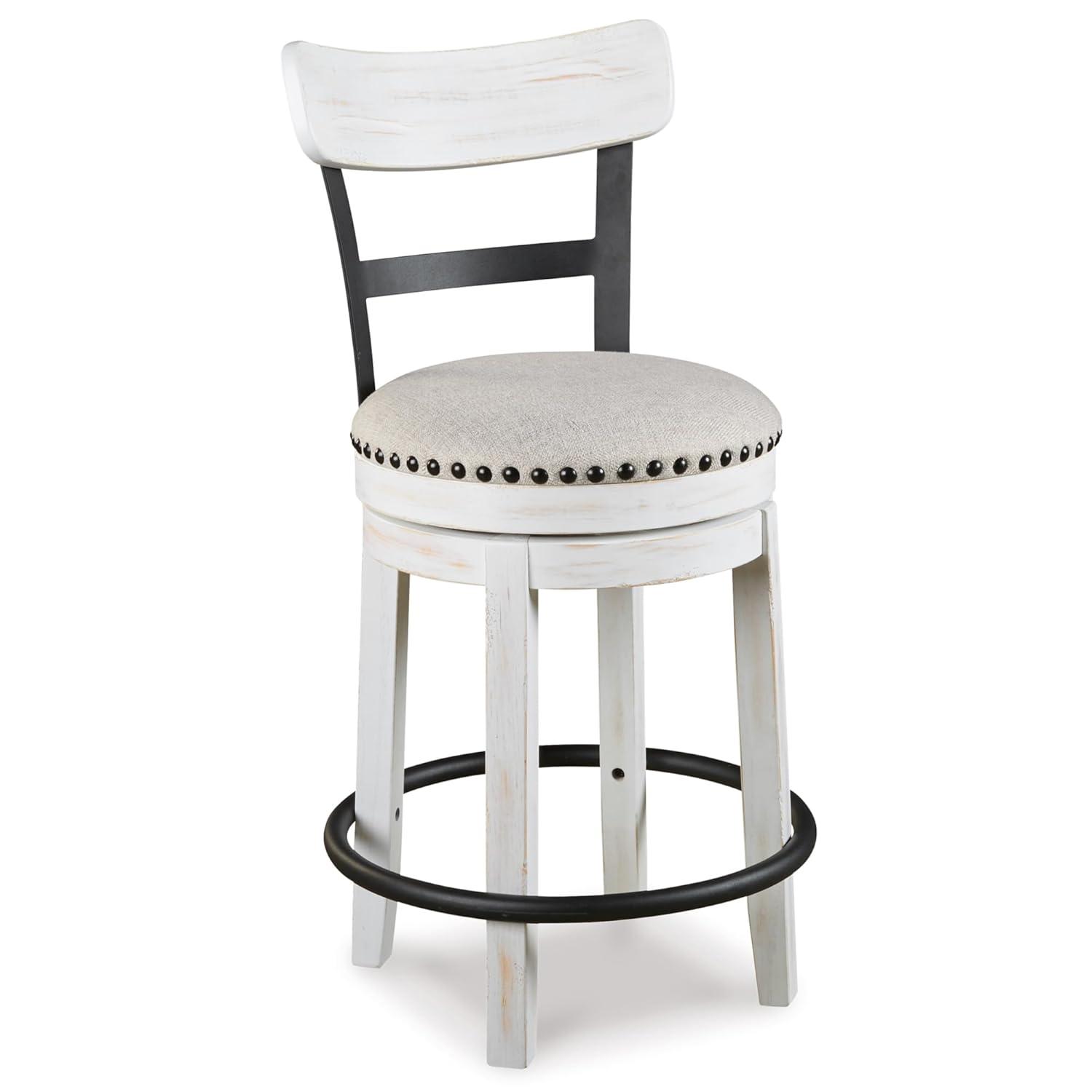 Signature Design by Ashley Valebeck Upholstered Swivel Counter Height Barstool White: Kitchen & Dining Furniture, Curved Back