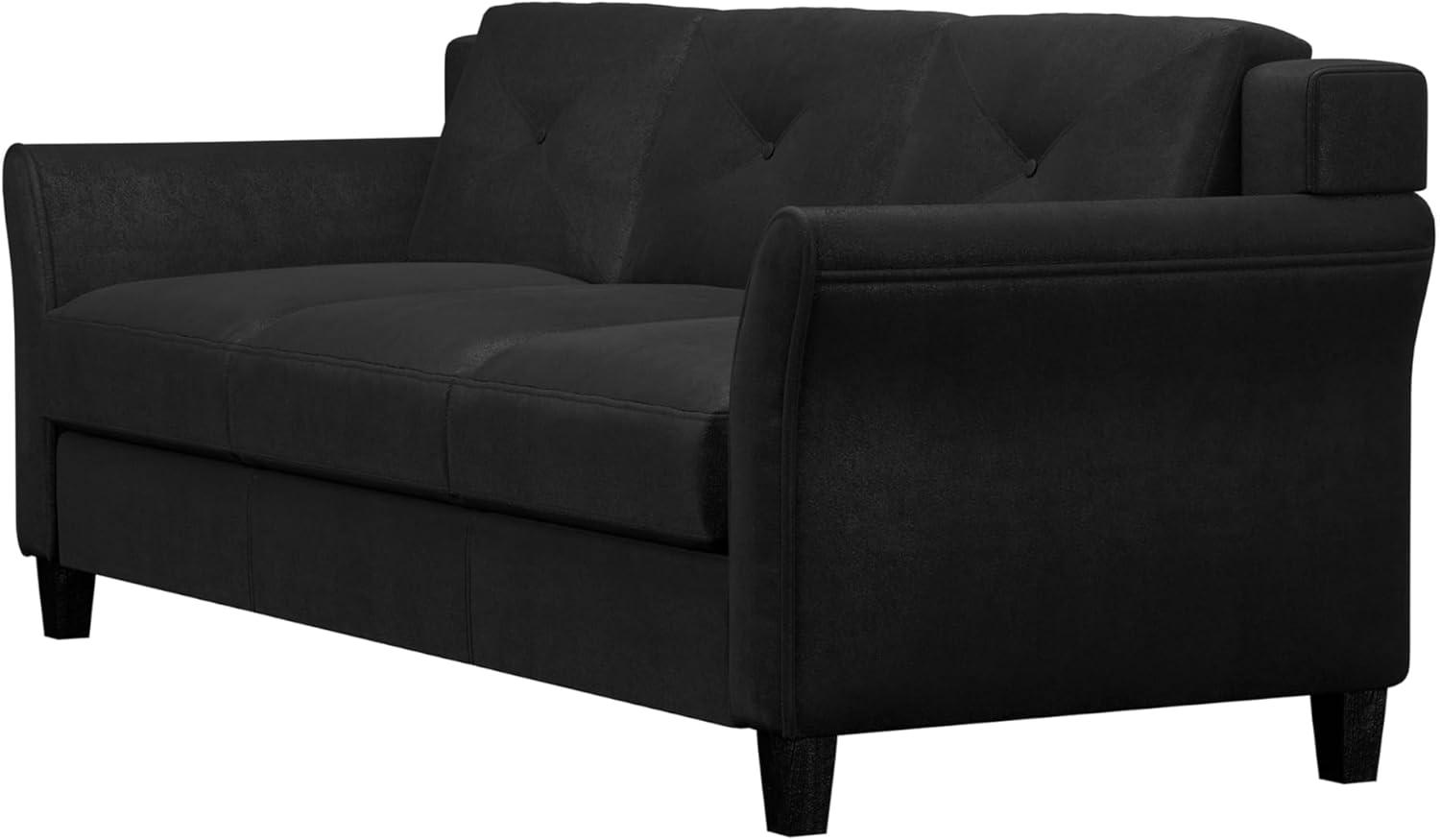 LifeStyle Solutions Hartford Modern Microfiber Sofa in Black