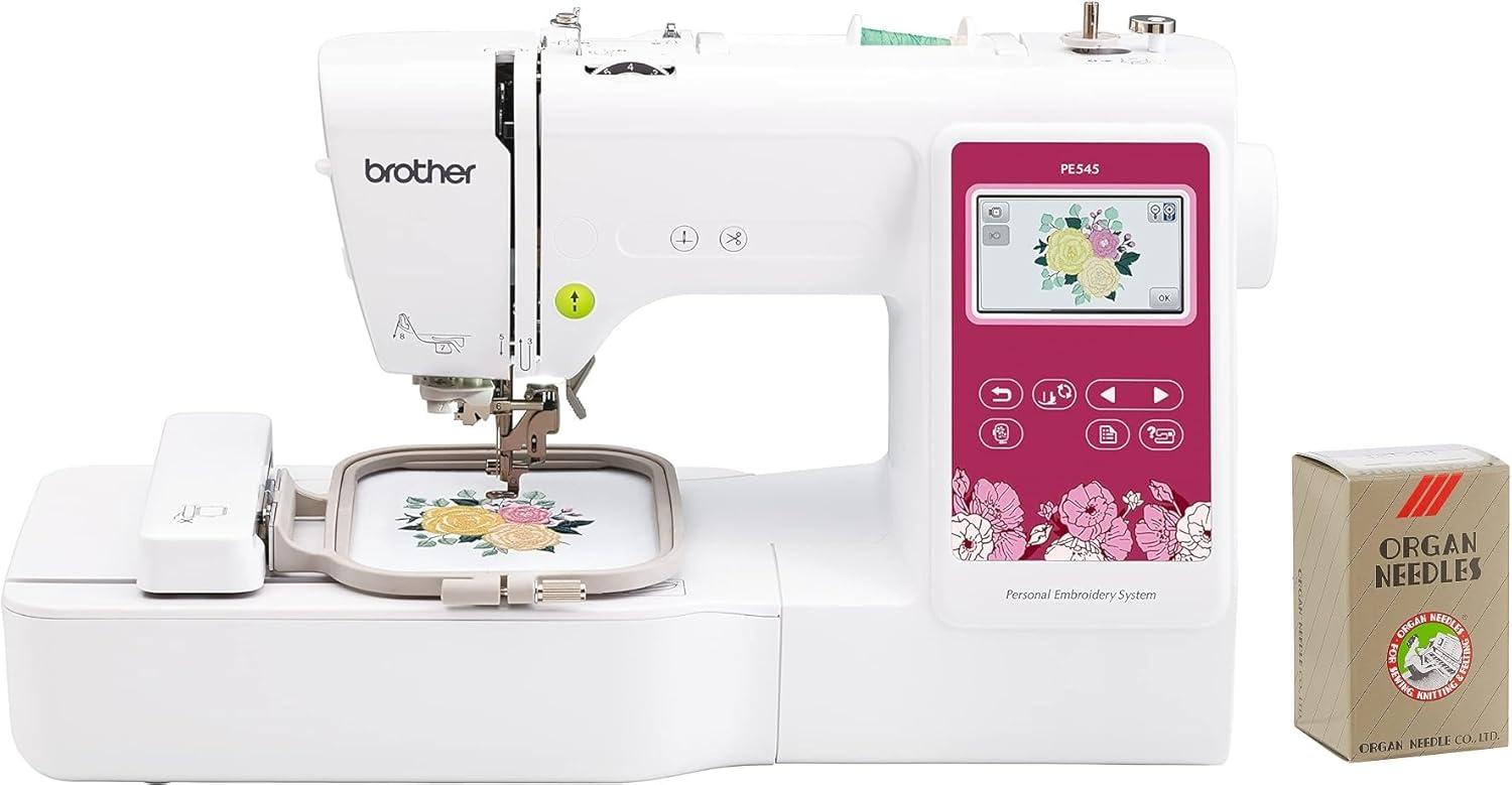 Brother PE545 Embroidery Machine, Wireless LAN Connected and 135 Built-in Designs, Plus 100-Piece 75/11 Embroidery Needles