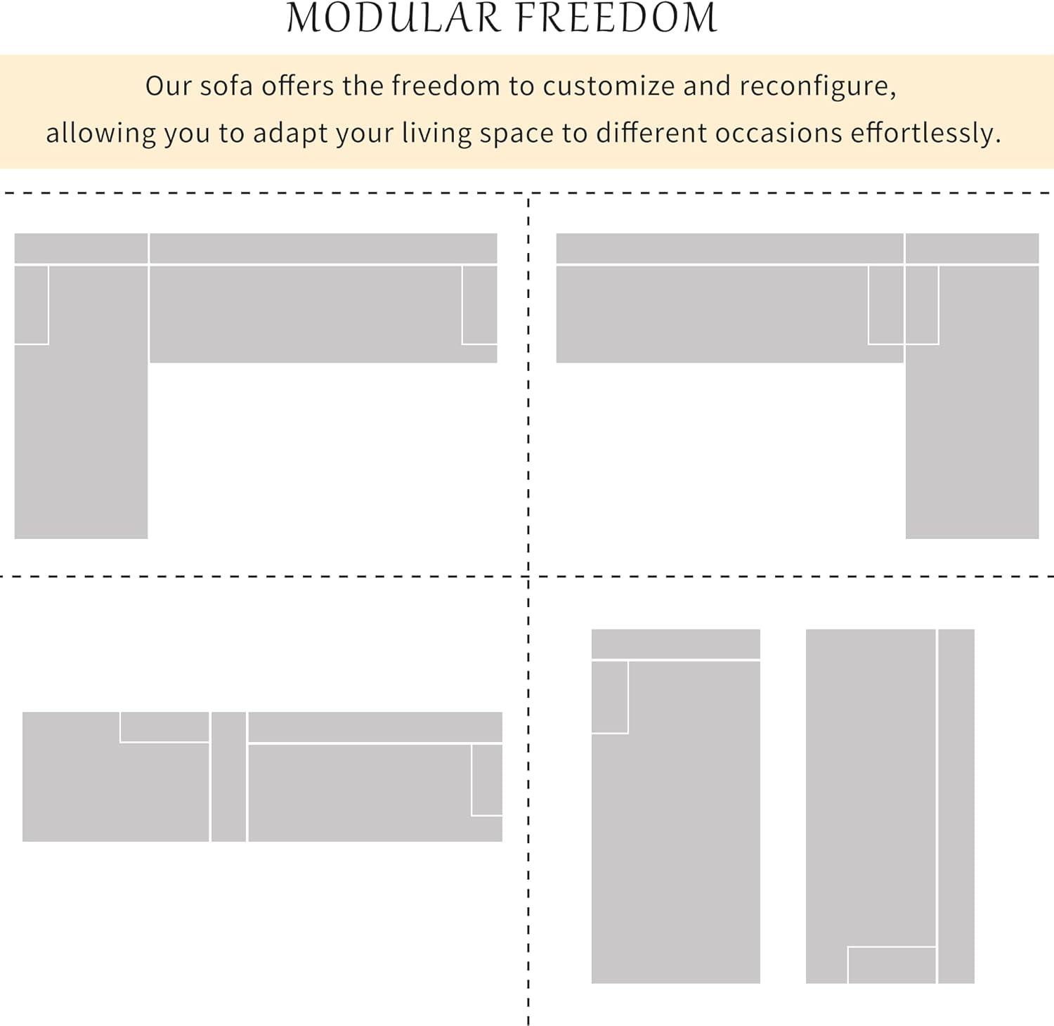 P PURLOVE L-Shape Sectional Sofa, Modern Minimalist Style Sectional Sofa Couch with 2 Free Pillows, 3-Seat Chenille Fabric Couch with Chaise Lounge for Living Room, Apartment, Office (Beige)