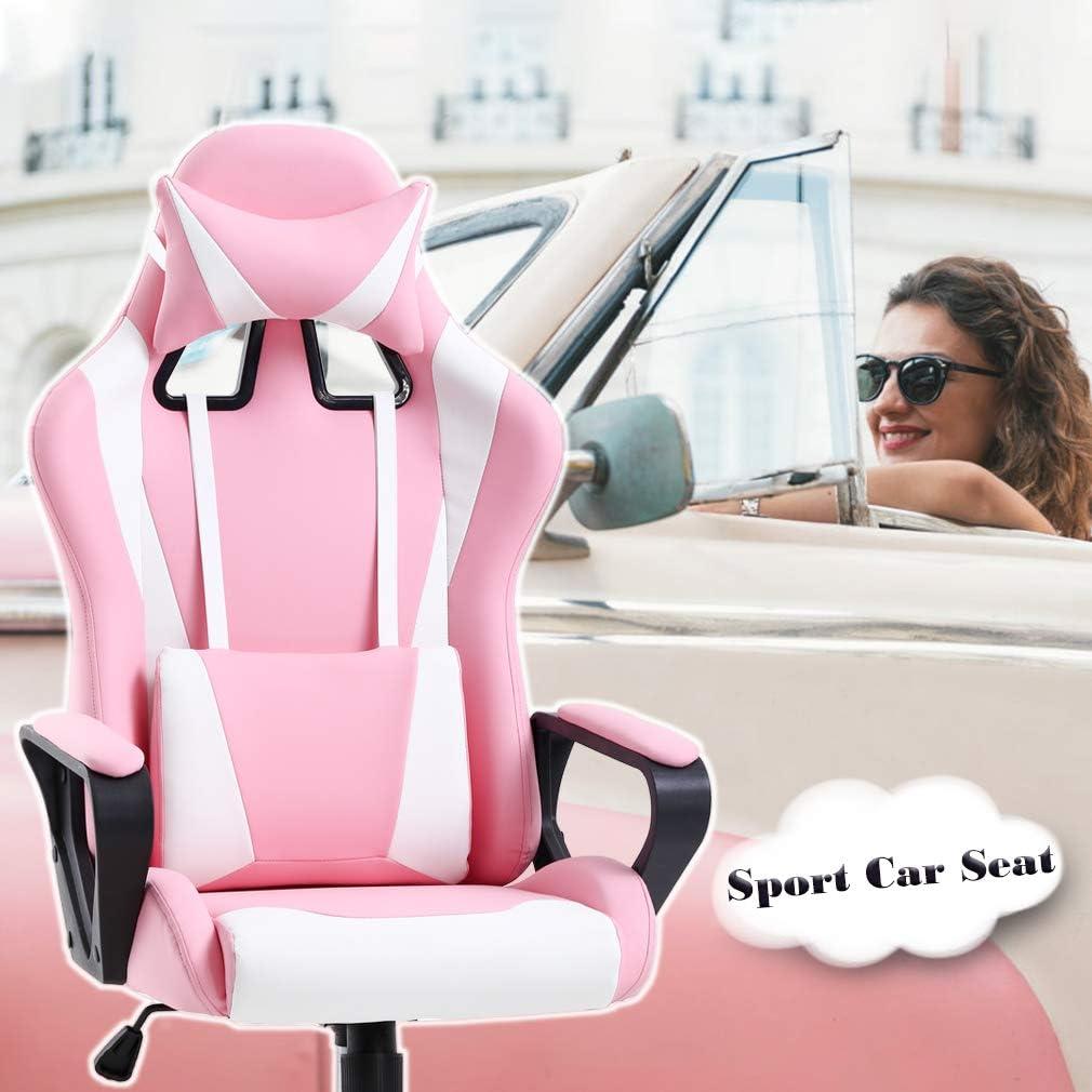 FDW Office Chair Gaming Chair Desk Chair Executive Chair with Lumbar Support Adjustable Stool Swivel Rolling Computer Chair,Pink