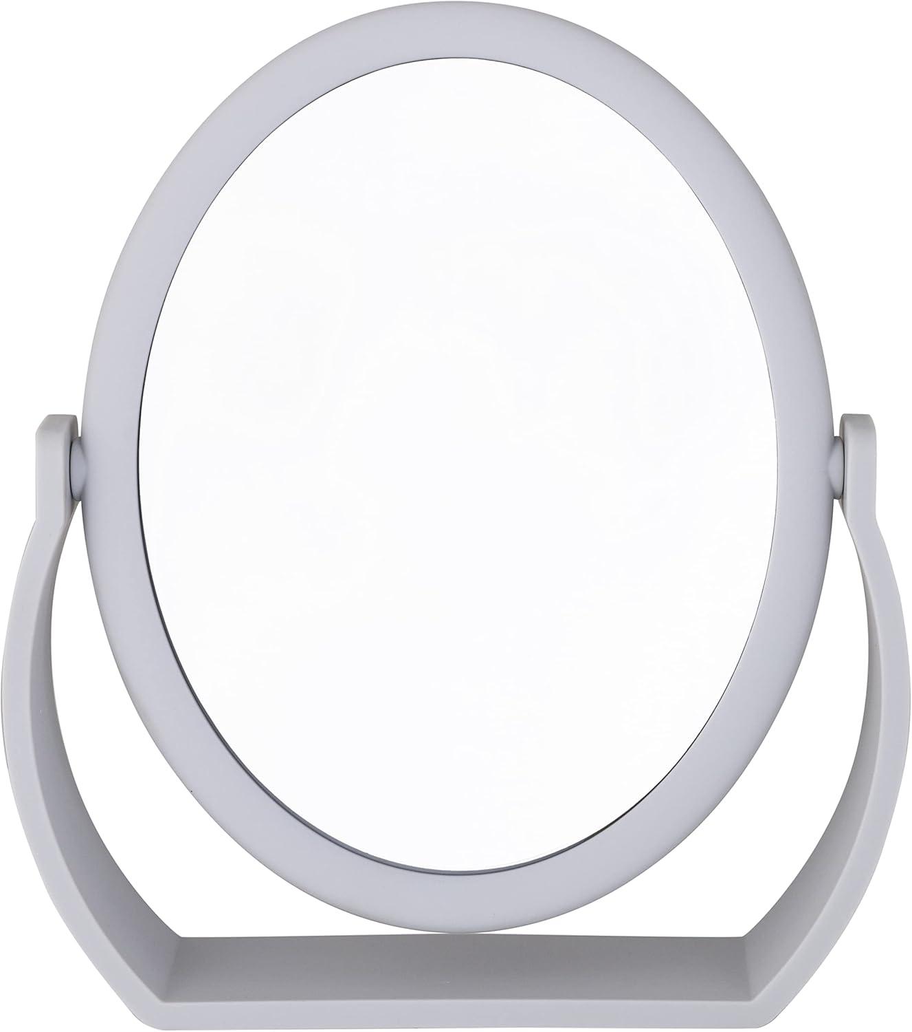 8" Vanity Rubberized 1X-10X Magnification Mirror Gray - Home Details
