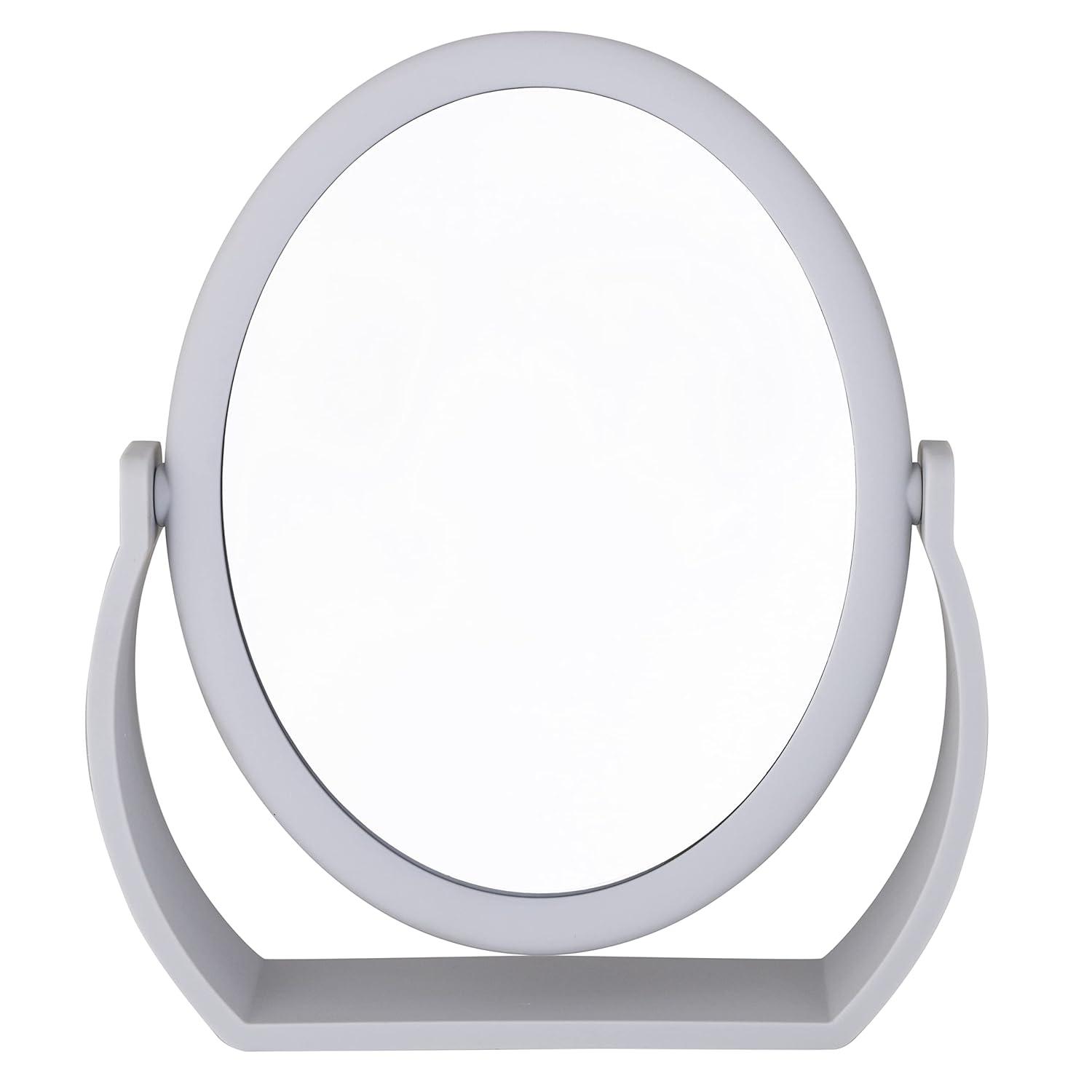 8" Vanity Rubberized 1X-10X Magnification Mirror Gray - Home Details