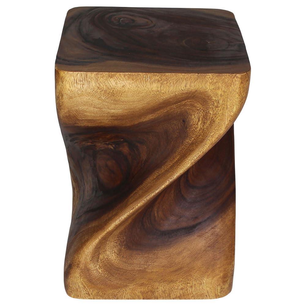 Kammika Import Export Co., Ltd. Haussmann® Big Twist Wood Stool Table 14 in SQ x 20 in H Walnut Oil