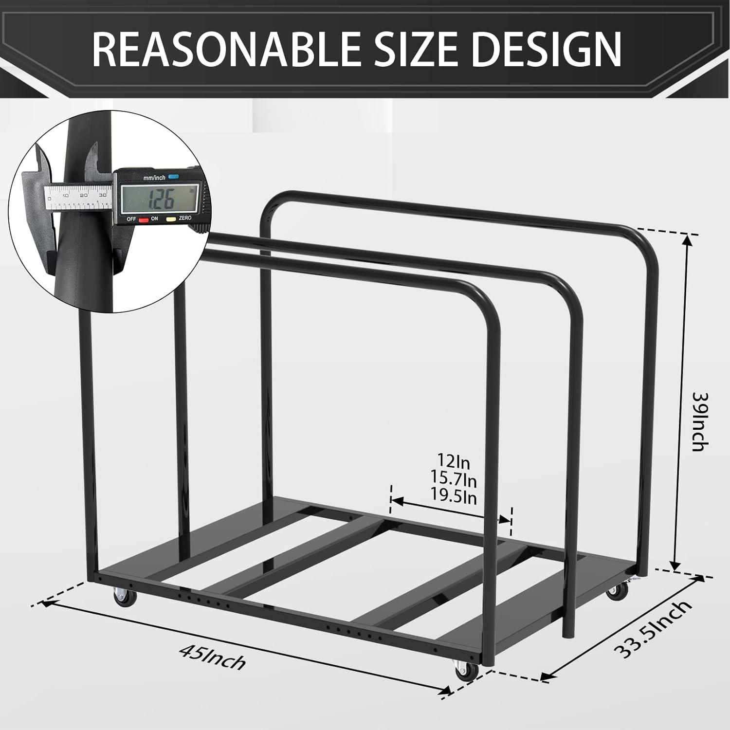 Black Steel Folding Table Dolly with Swivel Casters