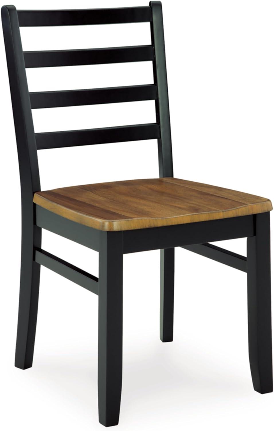 Transitional Black and Brown Rectangular Dining Table with 6 Chairs