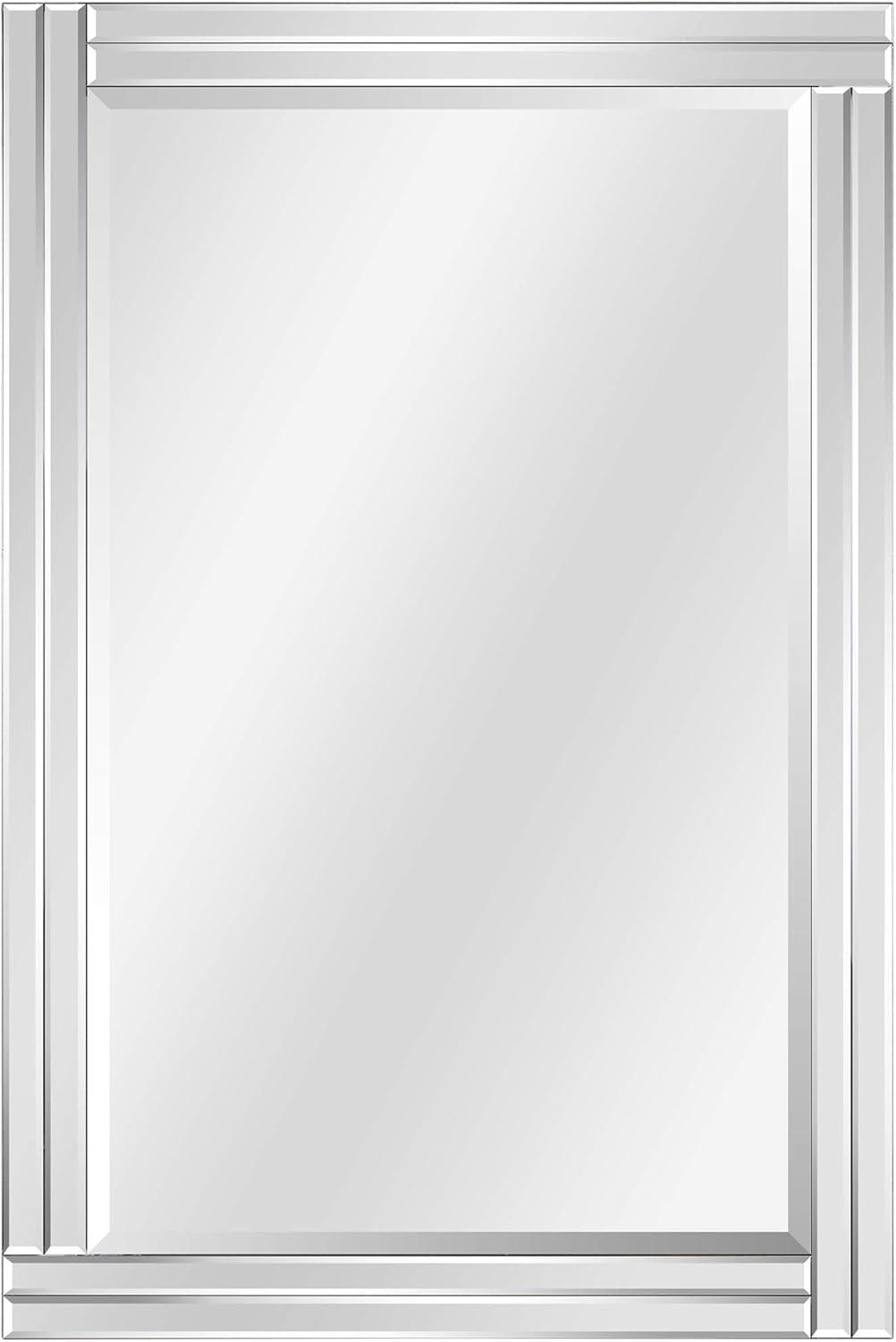 Modern Solid Wood Frame Rectangular Wall Mirror, 24" x 36", Clear Bevel