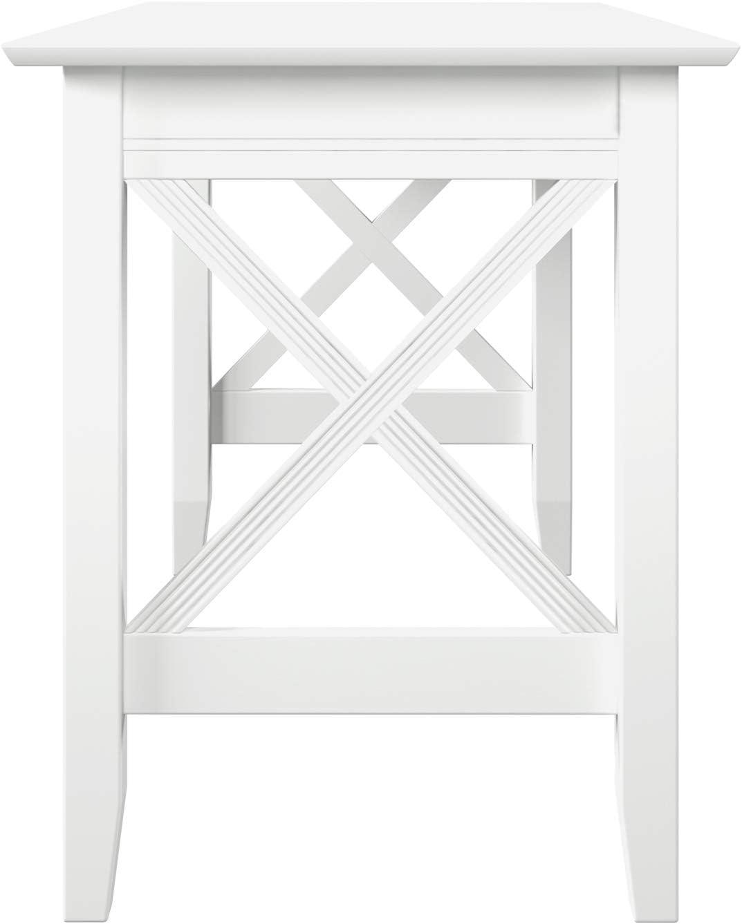 Crossed Design Solid Hardwood White Writing Desk with Drawer