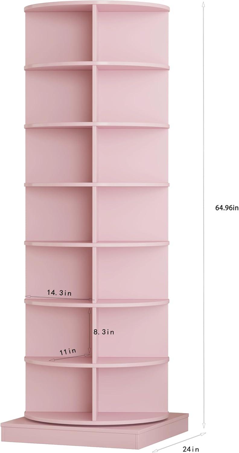 Rotating Shoe Rack Tower 360, Spinning Shoe Rack Tower 7 Tier for Closet, Entryway, Tall Shoe Storage Organizer, Holds Up to 28 Pairs of Shoes Pink
