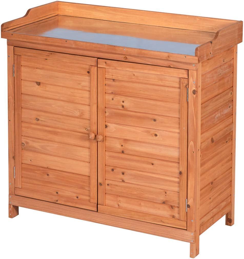 Natural Fir Wood Outdoor Garden Storage Cabinet with Potting Bench