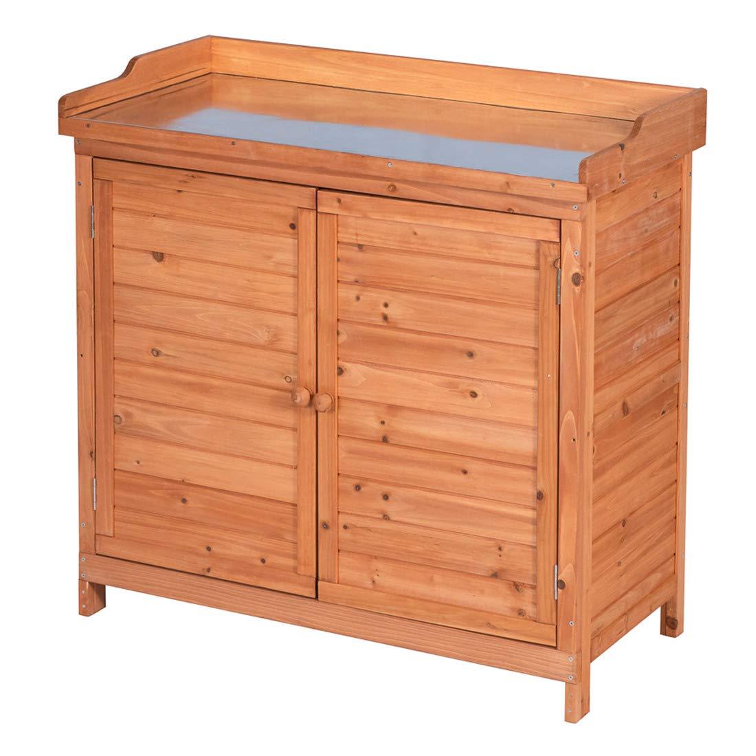Natural Fir Wood Outdoor Garden Storage Cabinet with Potting Bench