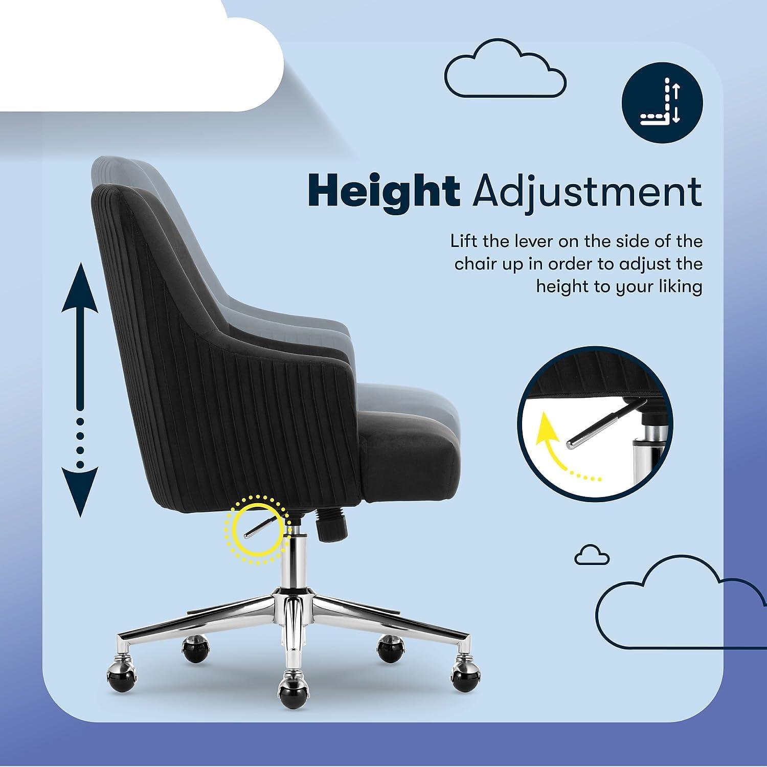 Serta Style Leighton Home Office Chair Fresh Lilac : Upholstered, Adjustable, with Fixed Arms & Wood Frame