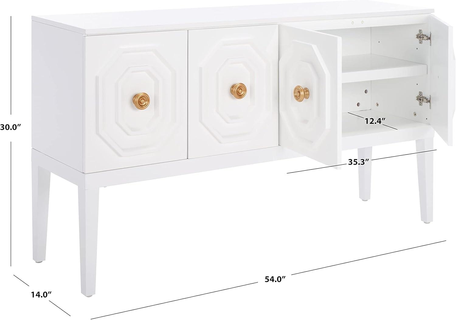 Riya 3 Door 2 Shelf Sideboard - White - Safavieh