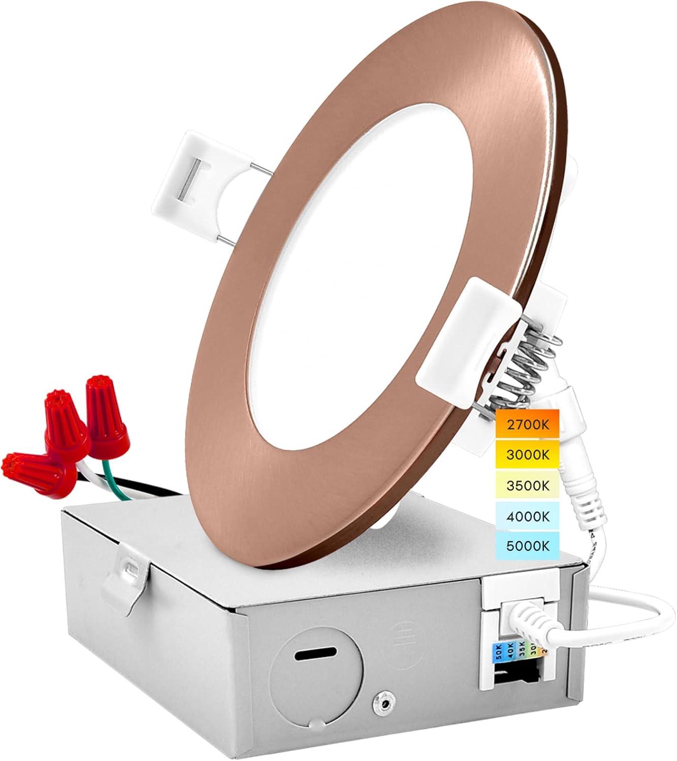 4'' Selectable Color Temperature Dimmable Air-Tight IC Rated LED Canless Recessed Lighting Kit