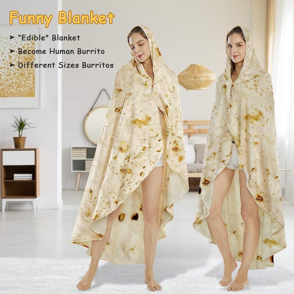 Beige Flannel Burritos Tortilla Reversible Blanket, 47 Inches