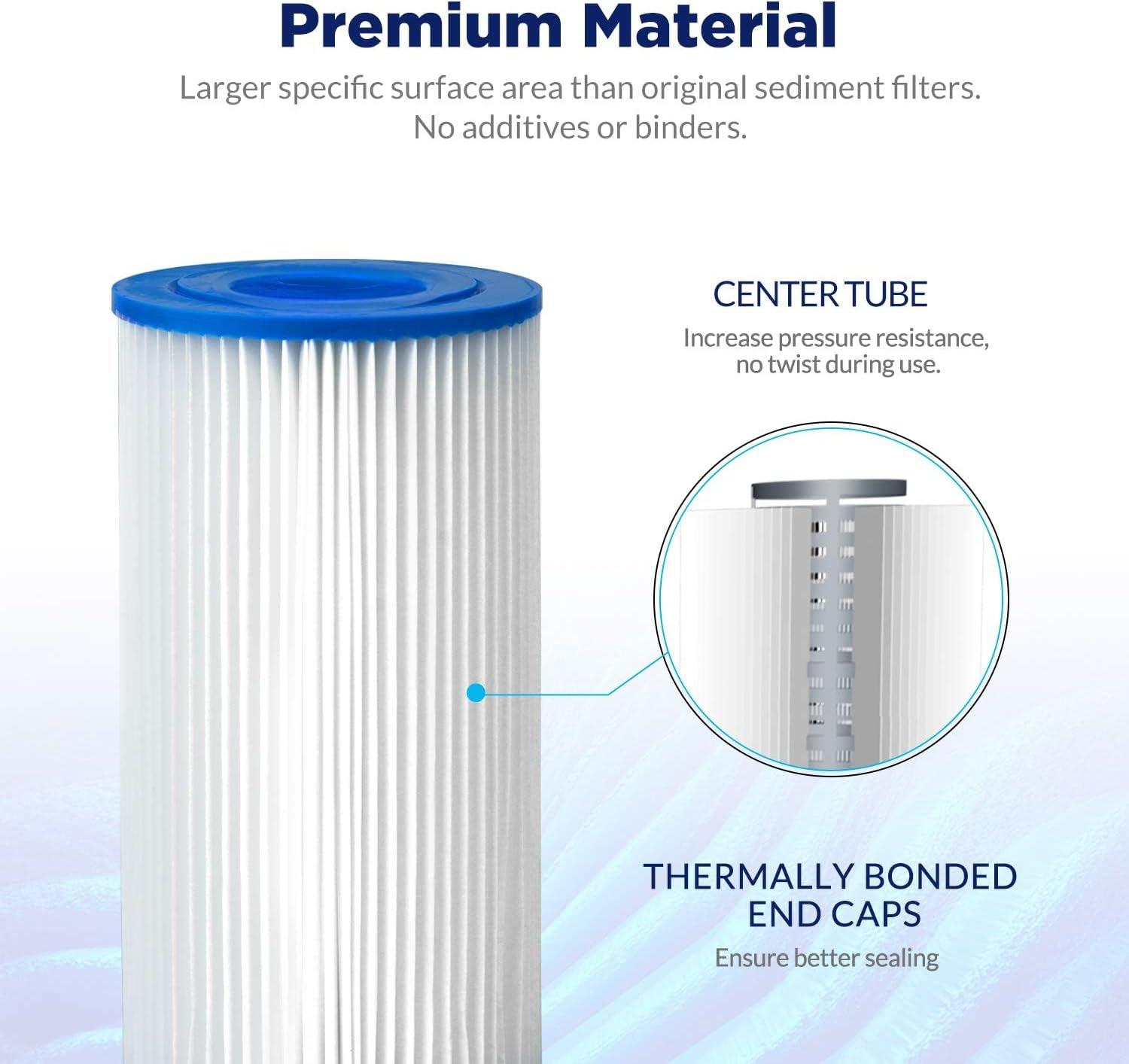 Membrane Solutions 20 Micron Sediment Water Filter Replacement PP Polypropylene Cartridge 10"x 2.5" for Whole House RO Water Filtration, 1 Pack