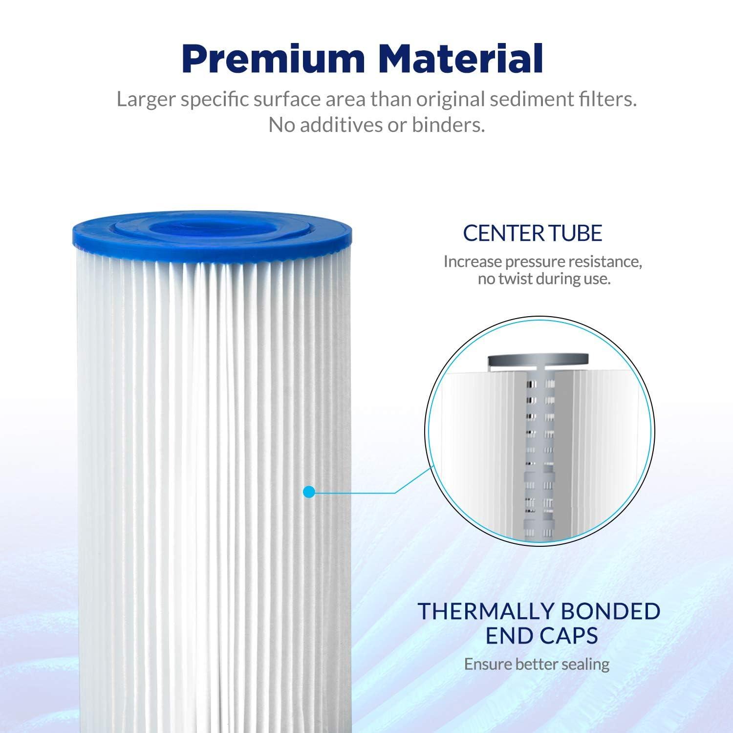 Membrane Solutions 10 Micron Sediment Water Filter Replacement PP Polypropylene Cartridge 10"x 2.5" for Whole House RO Water Filtration, 1 Pack