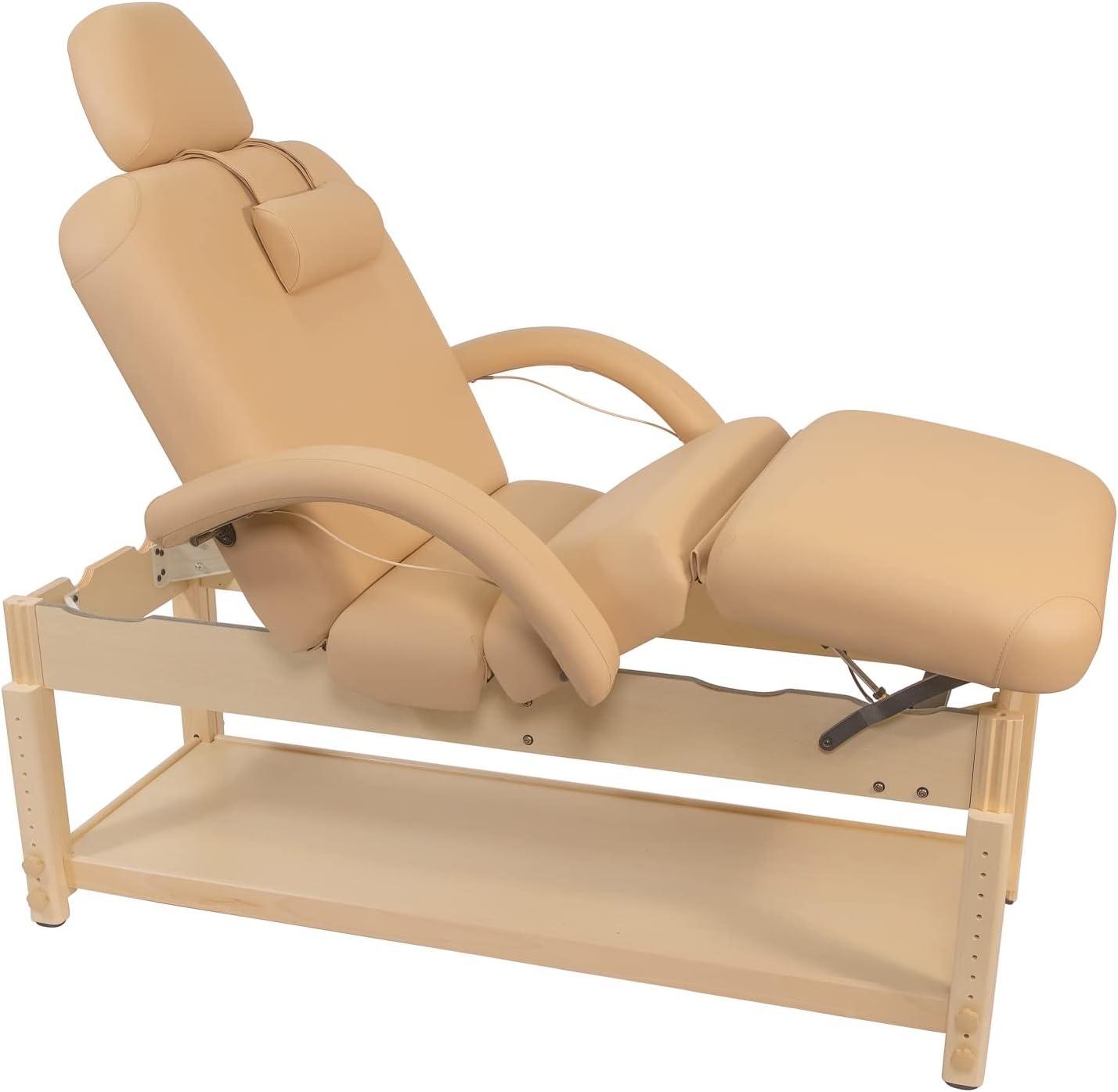 Spa Luxe Deluxe Adjustable Stationary Massage Table with Headrest and Arm Shelf