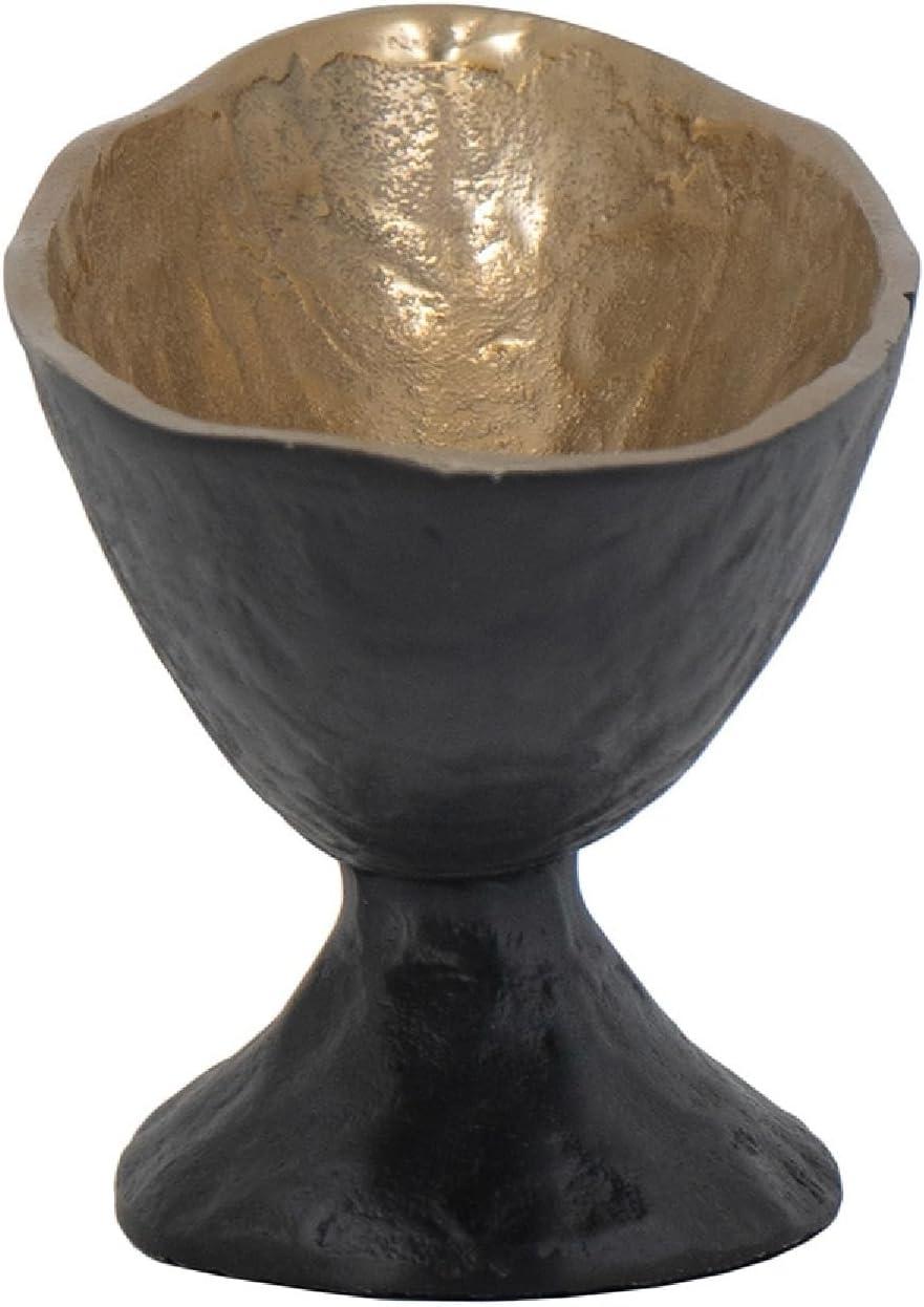 A&B Home Black and Gold Aluminum Oval Pedestal Bowl 13.6" x 4.3" x 4.7"