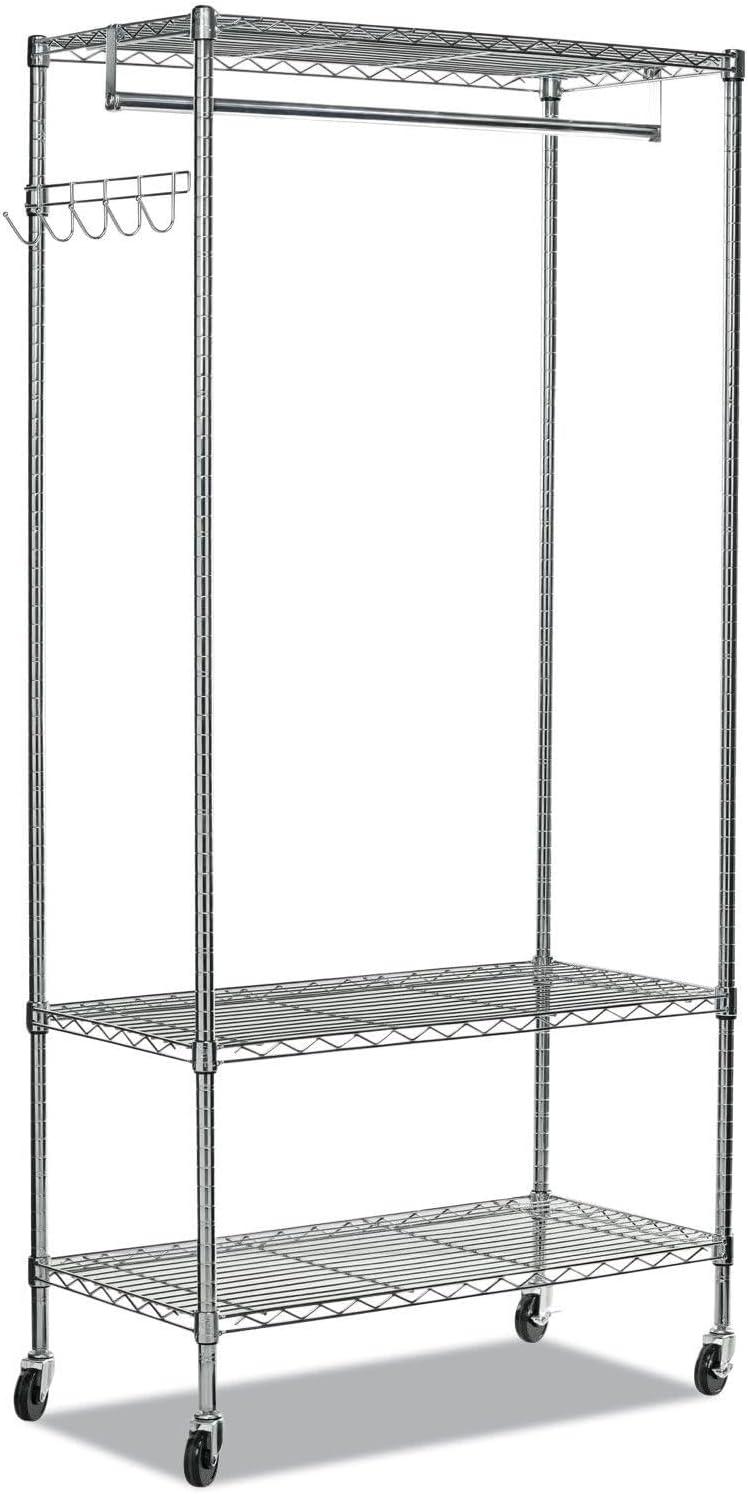 Alera ALEGR364818SR 48 in. W x 18 in. D x 75 in. H 40 Garments Wire Shelving Garment Rack - Silver