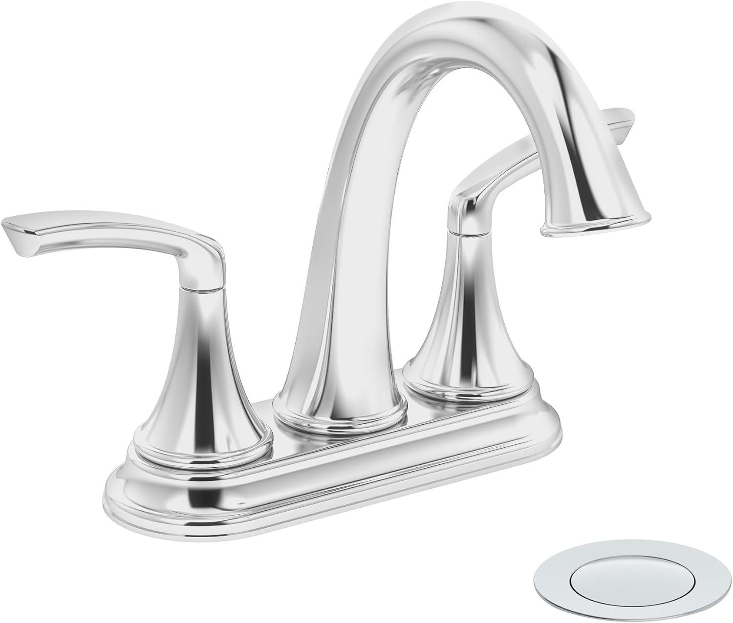 Elm Centerset Two Handle Bathroom Faucet with Push Pop Drain