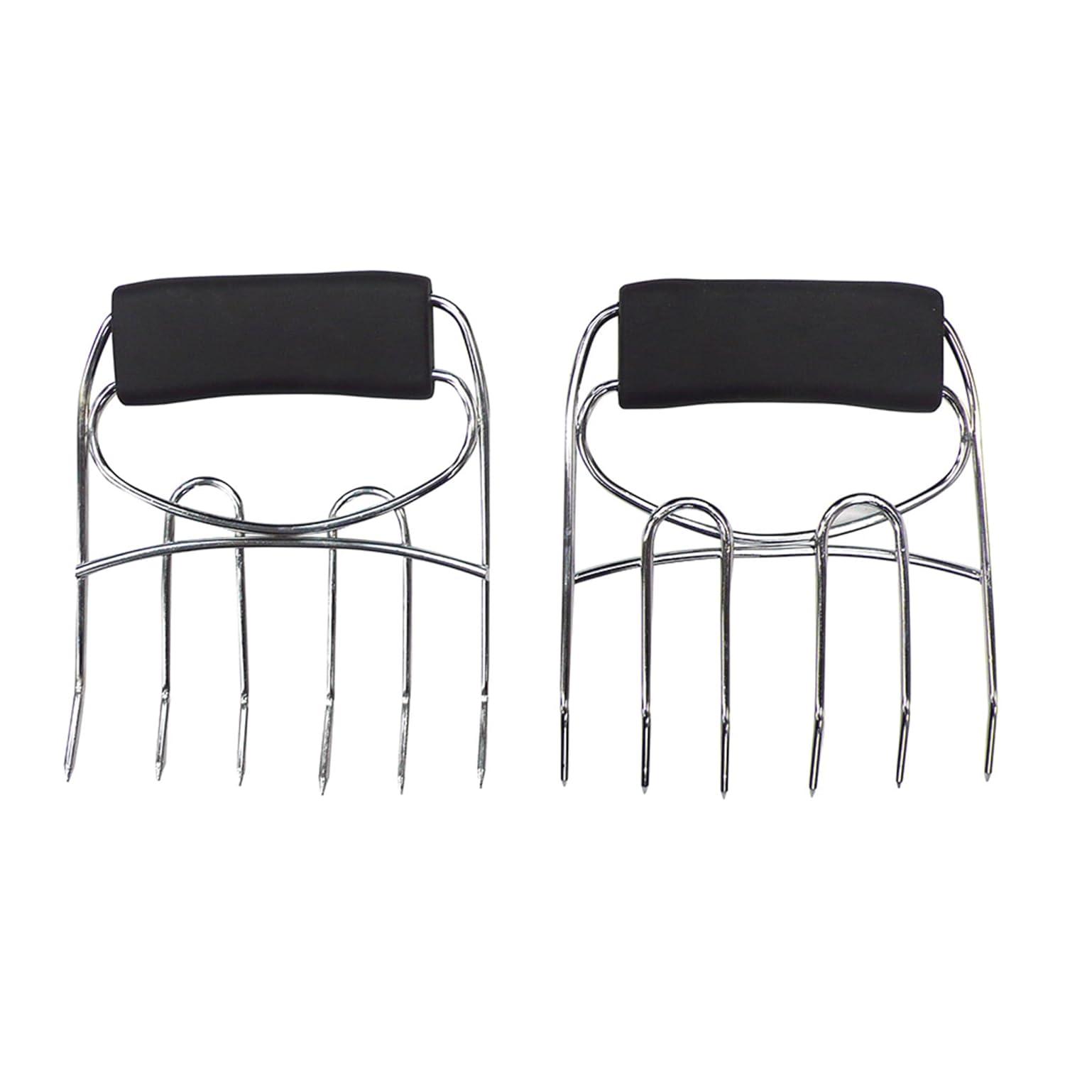 Heavy-Duty Stainless Steel Meat Shredding Claws with Black Rubber Handles