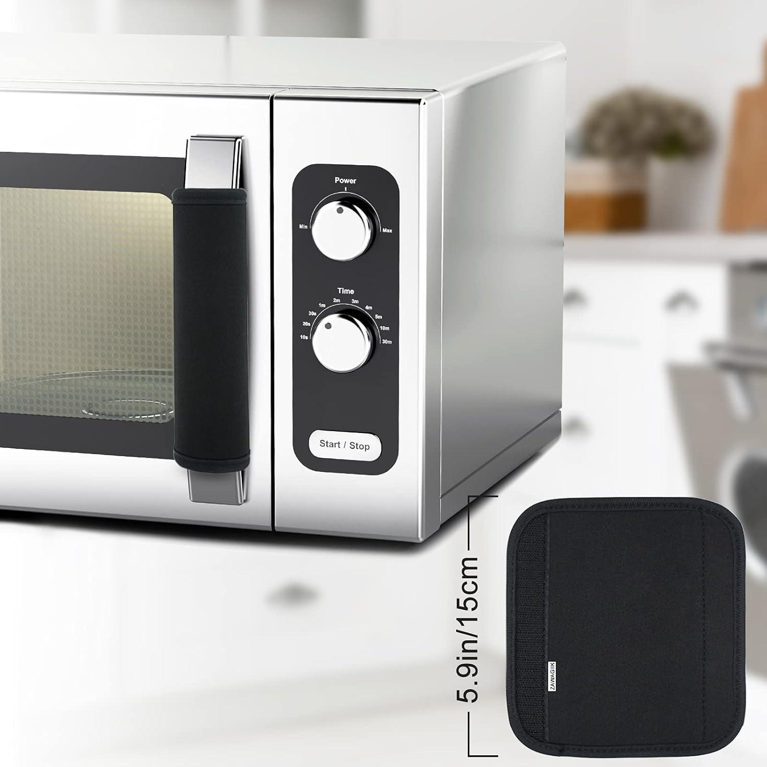 6Pcs Refrigerator Door Handle Cover Washable Kitchen Appliance Decor Handles Fridge Oven Microwave Dishwasher Antiskid Protector, Keep Off Fingerprints Food Stains (Black)