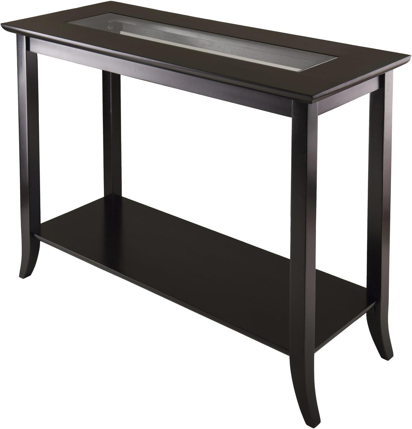 Genoa Console Table Glass Top Espresso - Winsome: Tempered Shelf, Wood Composite Frame