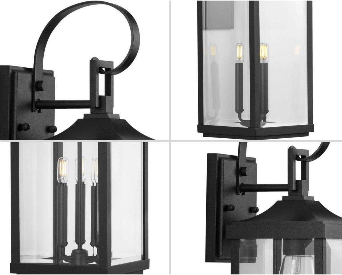 Progress Lighting Gibbes Street 3-Light Wall Lantern in Antique Bronze with Clear Beveled Glass