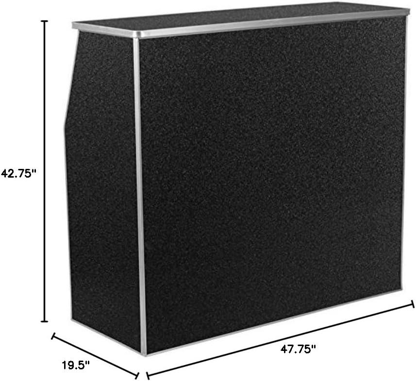 Flash Furniture Amara 4' Folding Portable Event Bar with Top and Middle Shelves, Black