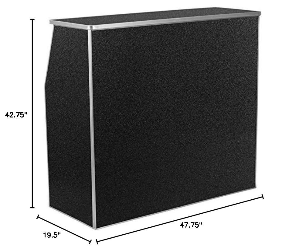 Flash Furniture Amara 4' Folding Portable Event Bar with Top and Middle Shelves, Black