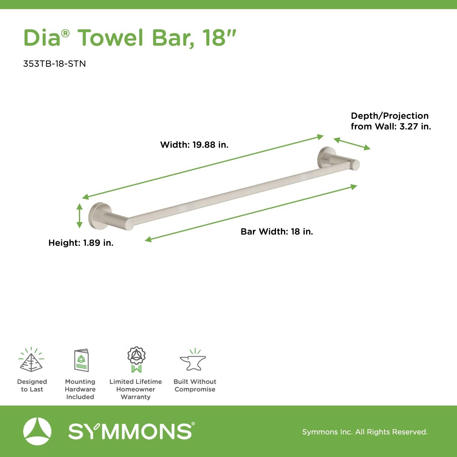 Symmons 35AC3BUNDLESTN Dia 3-Piece Wall-Mounted Bathroom Hardware Set in Satin Nickel