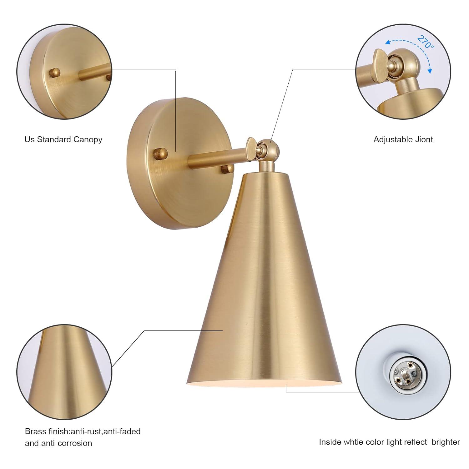 Gold Swing Arm Wall Lamp Set Of 2, Modern Adjustable Wall Mounted Sconce