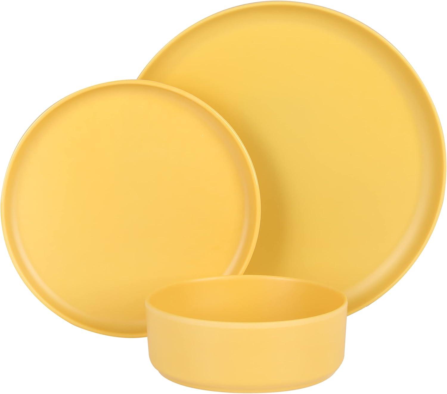 Gibson Home Canyon Crest 12-Piece Stackable Matte Melamine Dinnerware Set