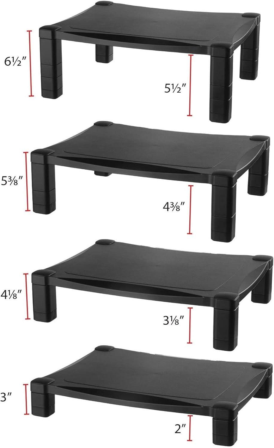 Black Adjustable Height Monitor Stand with Cable Management