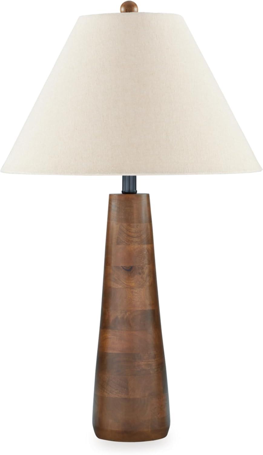 Honey Brown Wood Table Lamp with Empire Shade