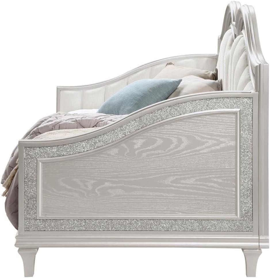 Coaster Evangeline Chenille Upholstered Twin Daybed in Silver Oak and Ivory